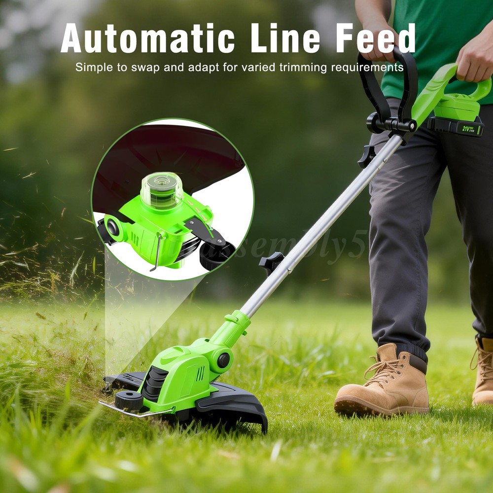 Cordless String Trimmer, Edger WeedWhacker Grass Eater Lawn Cutter w/ 2 Battery