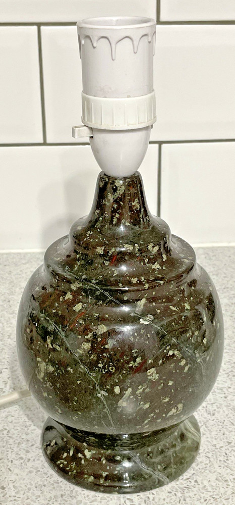 LARGE HEAVY POLISHED & TURNED CORNISH SERPENTINE LAMP BASE THE LIZARD, CORNWALL