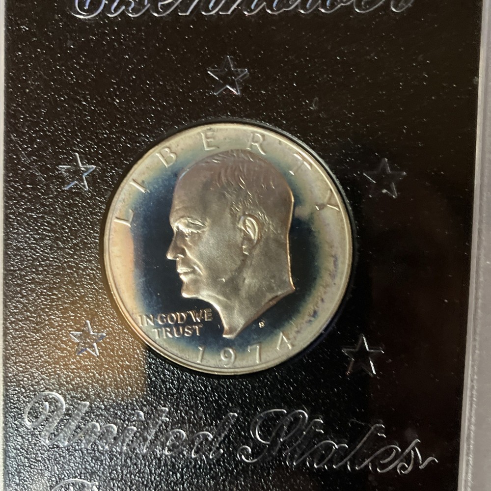 1974 S Eisenhower Proof Silver Dollar Uncirculated In Original Gov. Packaging