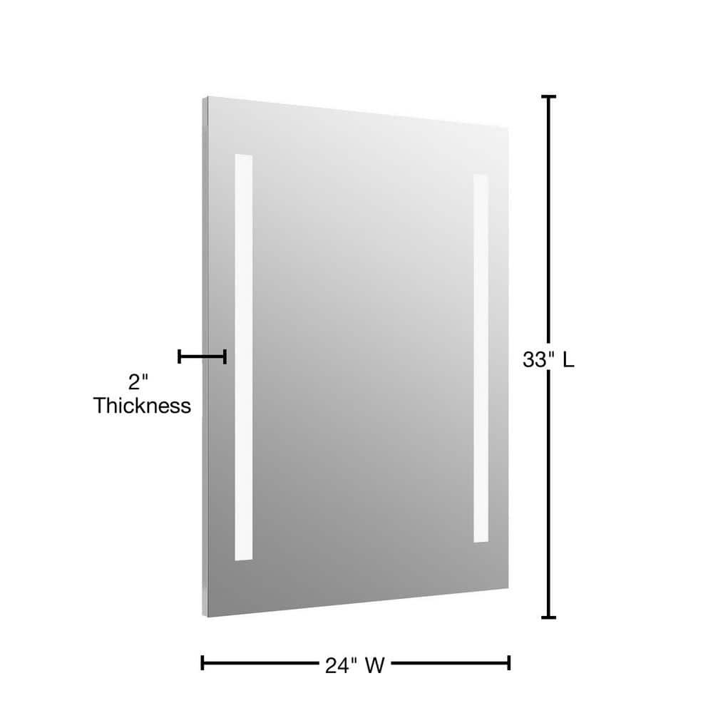 KOHLER 24 x 33 Rectangular Frameless Wall Mount LED Light Bathroom Vanity Mirror