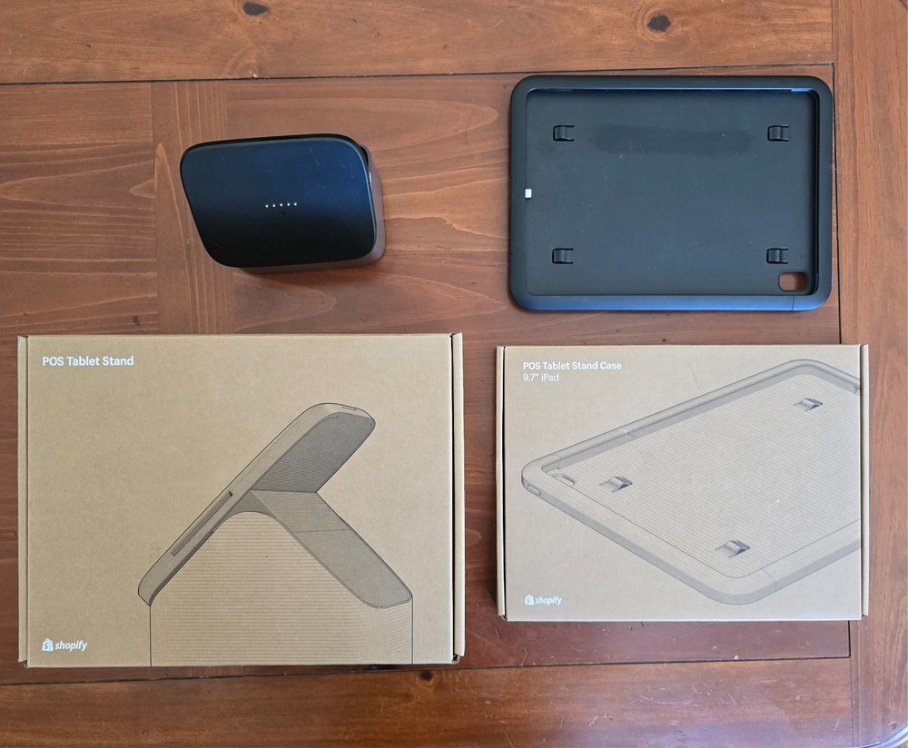 Shopify POS System Bundle (9.7 Ipad Stand case, stand, dock, tap & chip reader)