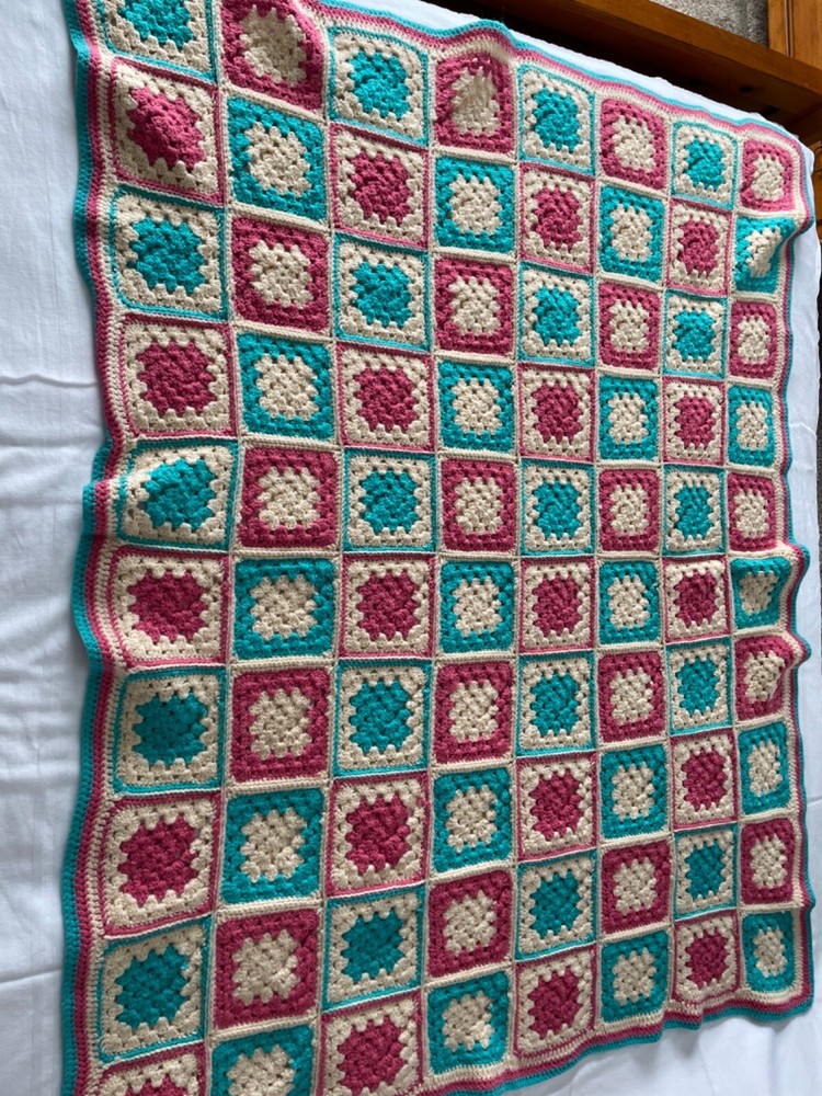 crocheted 44x52 coverlet multicolor