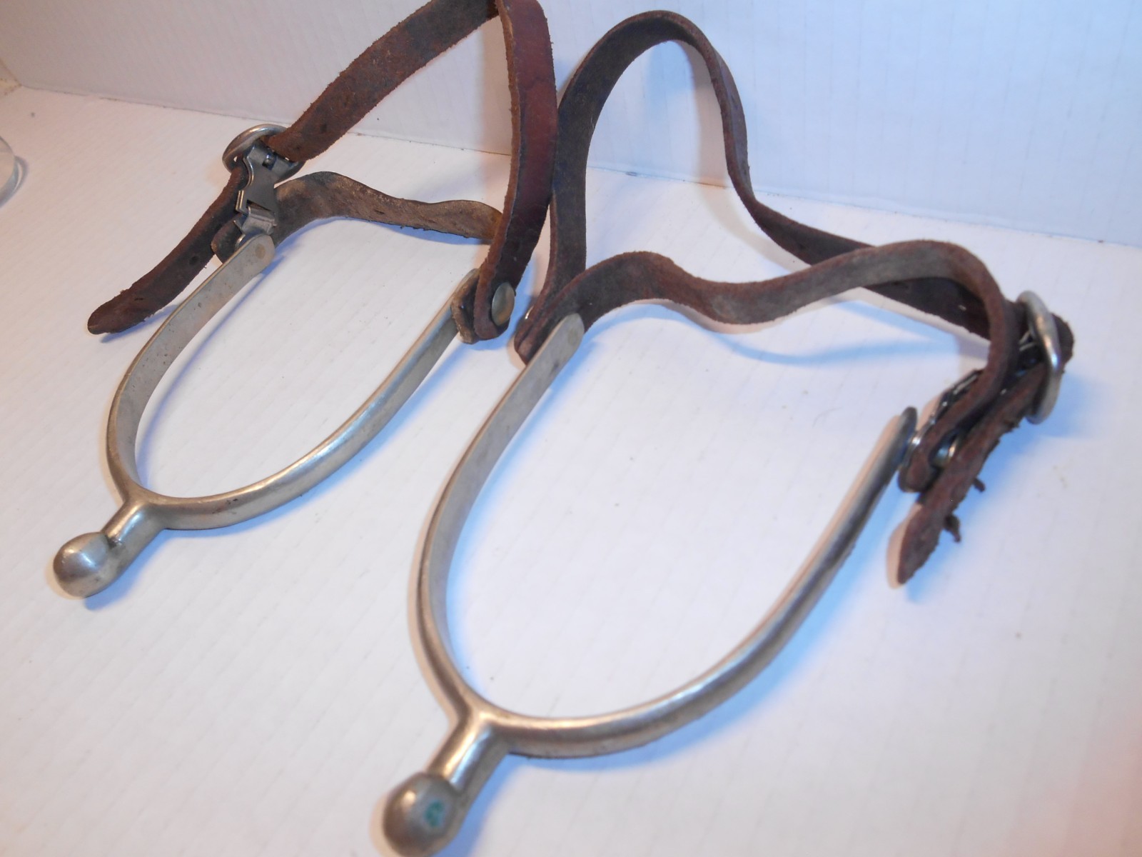 Pair Vintage "Never Rust" Leather Horse Cavalry Spurs England