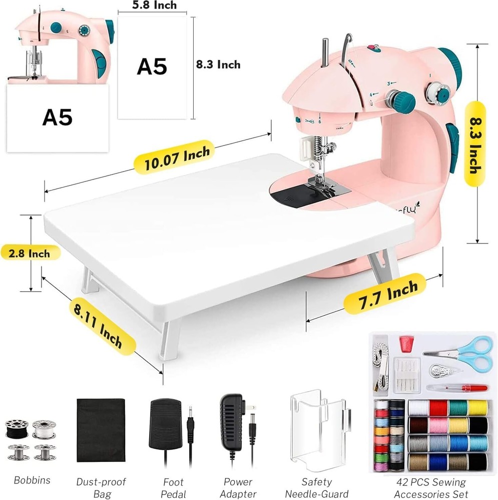 Magicfly Mini Sewing Machine for Beginner, Dual Speed Portable Children Sewing M