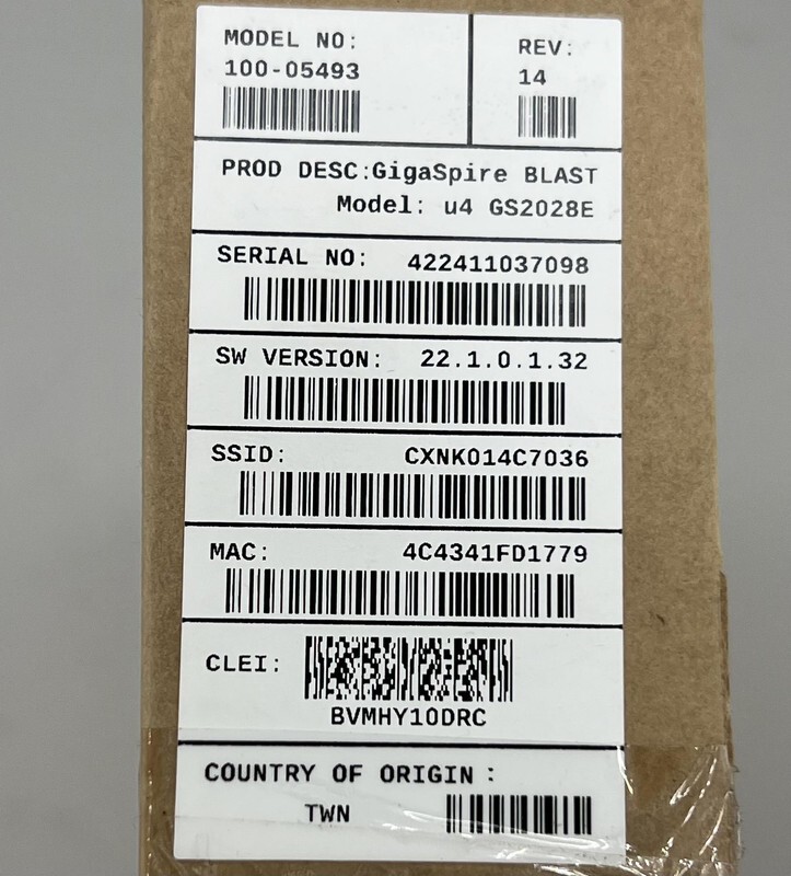 CALIX GIGASPIRE 100-05493 BLAST U4 WIRELESS ROUTER GS2028E