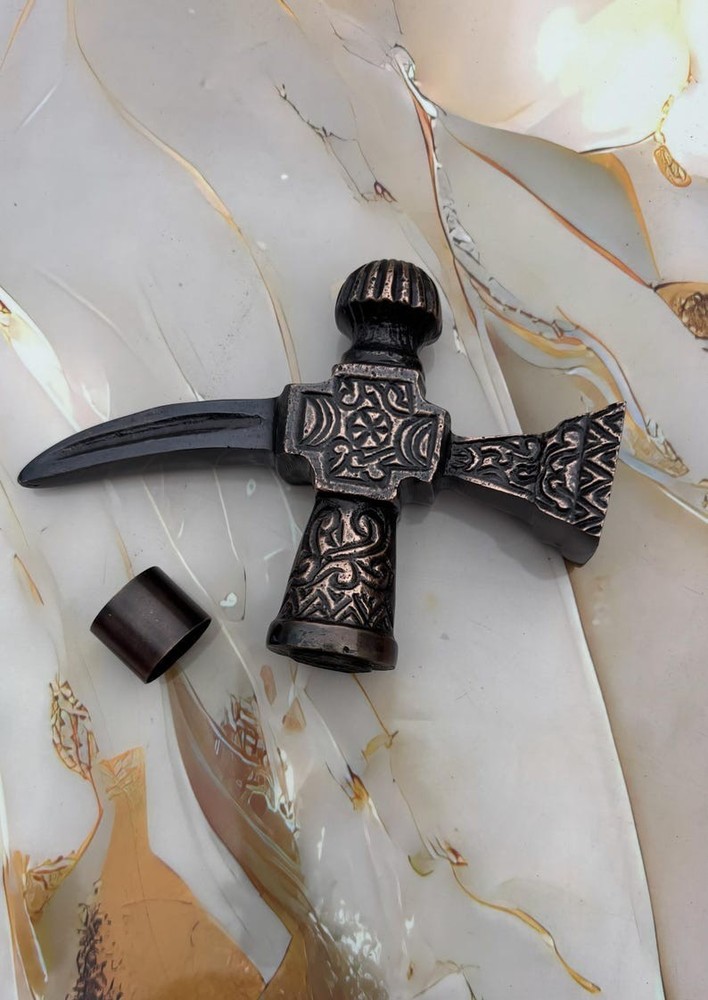 Hand-Engraved Solid Brass Walking Stick Handle Antique Style Cane Grip