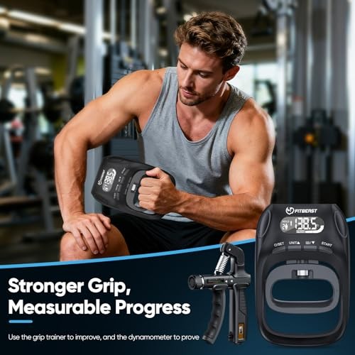 Grip Strength Tester Set with Hand Strengthening Tools – Track Progress, Black