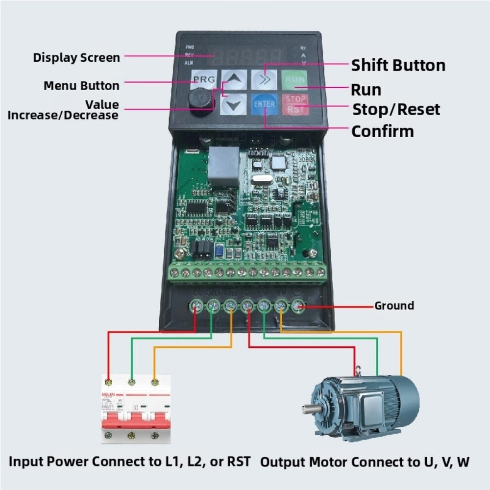 Variable Frequency Drive VFD 220V Single Phase to Three Phase 2 2KW Controller
