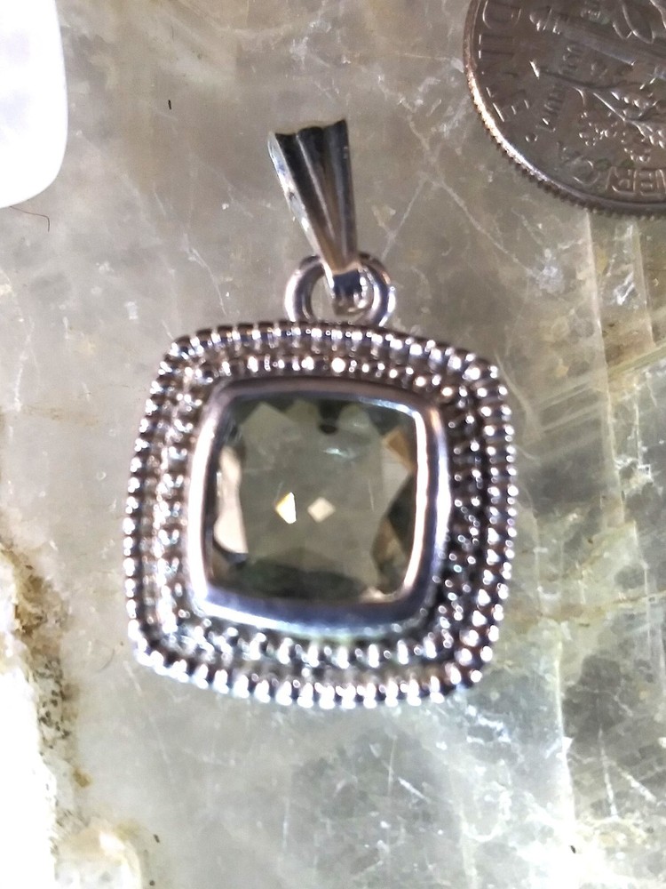 Sterling Silver Green Amethyst Pendant