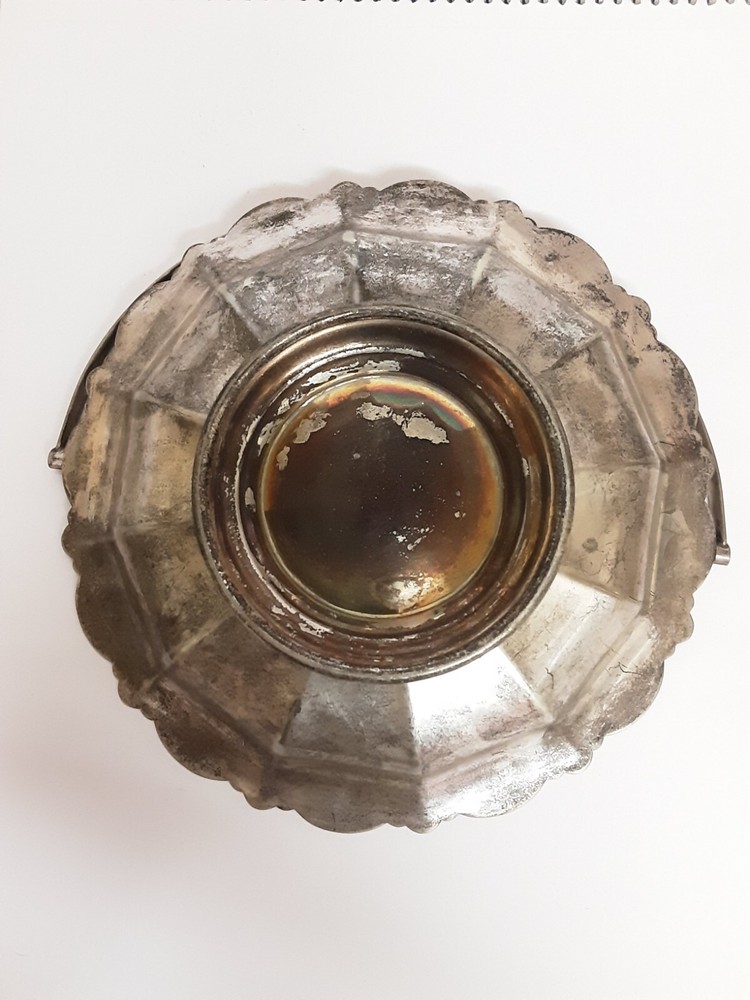 Silver Plated Serving Bowl Bread Sweets With Handle A/F