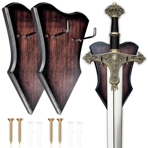 Adjustable Sword Plaque Wall Mount Display Holder for Bow, Dagger, Axe - 2pcs Me