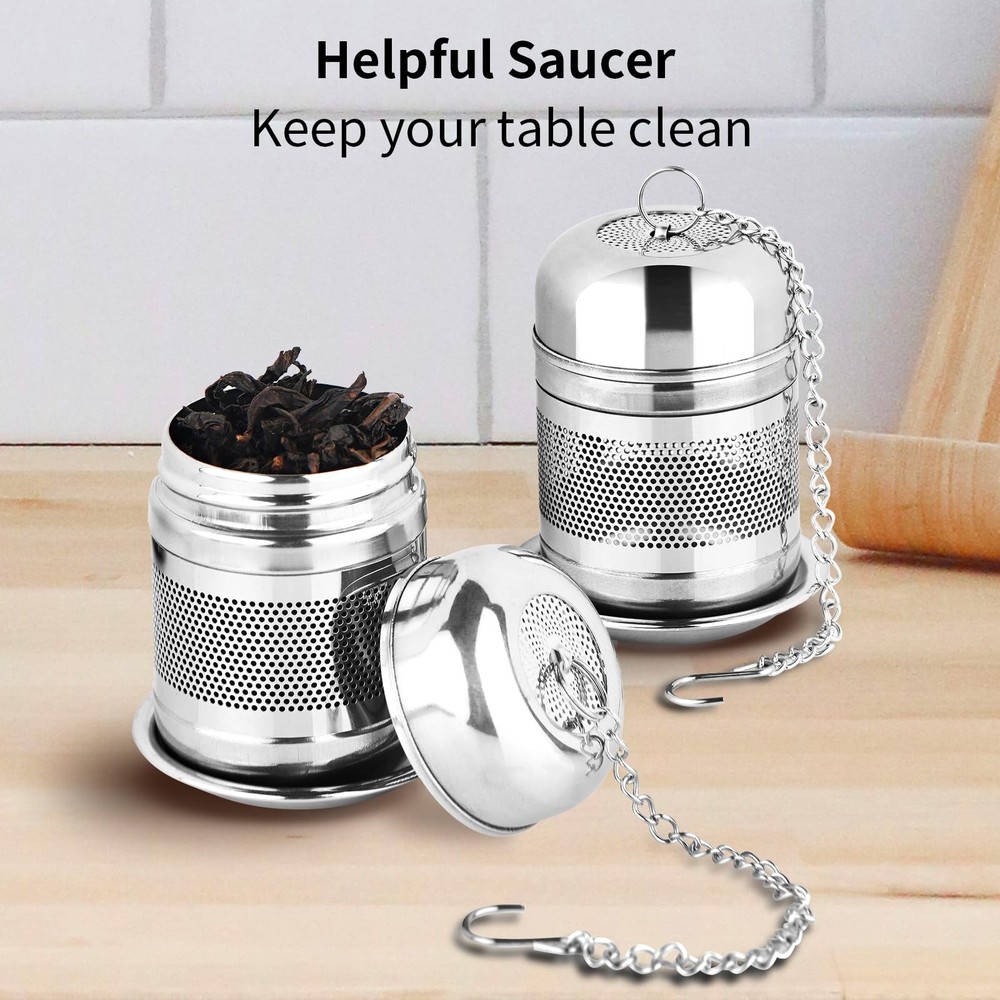 Stainless Steel Tea Infuser set 2PCS Mesh Strainer Sieve Tool Silver