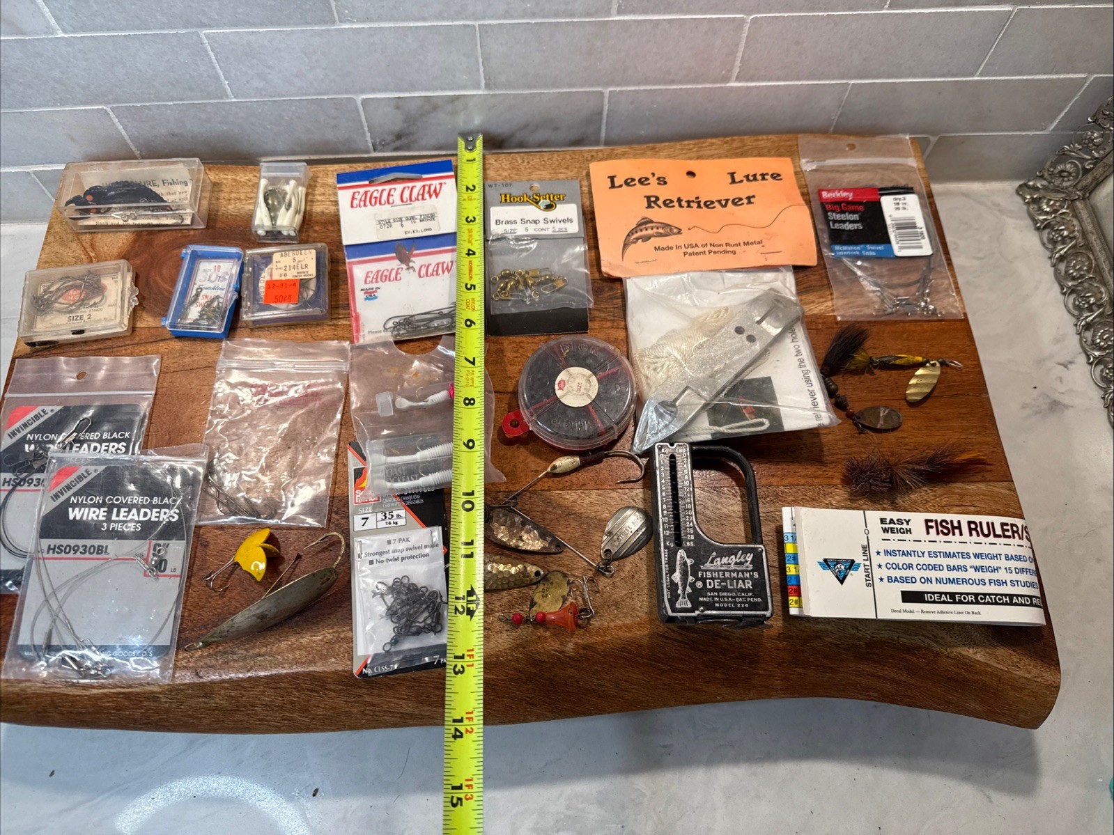 Lot Fishing Supplies Vintage Flies Lures Line Weights Scale Hooks