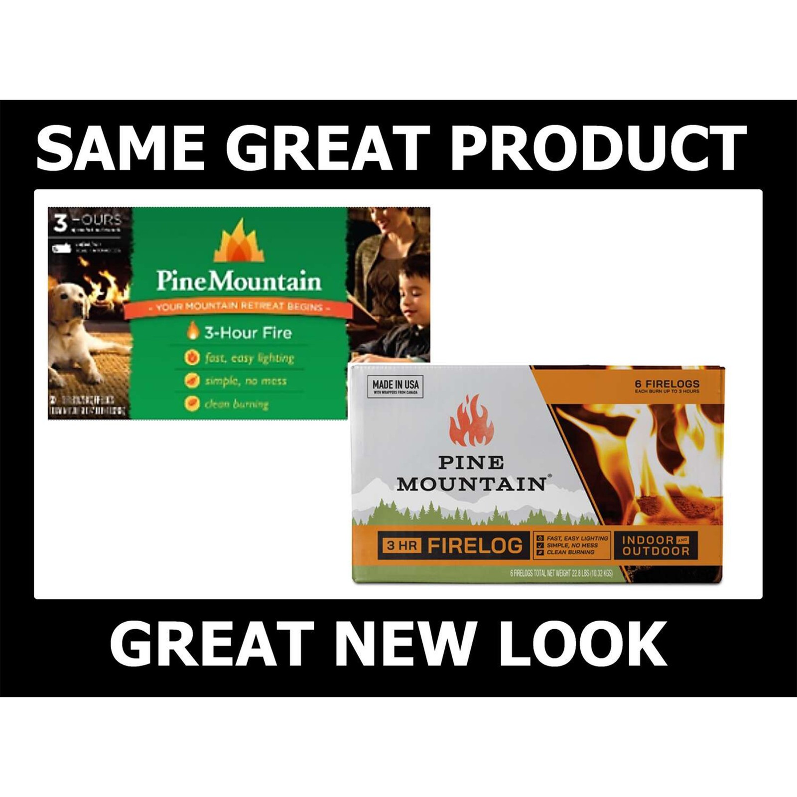 Pine Mountain Clean Burn Outdoor Pit Indoor Fireplace Starter Firelogs, 6 Pack