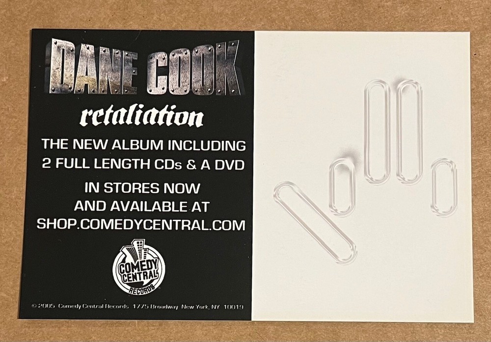 Dane Cook - Retaliation RARE promo postcard '05