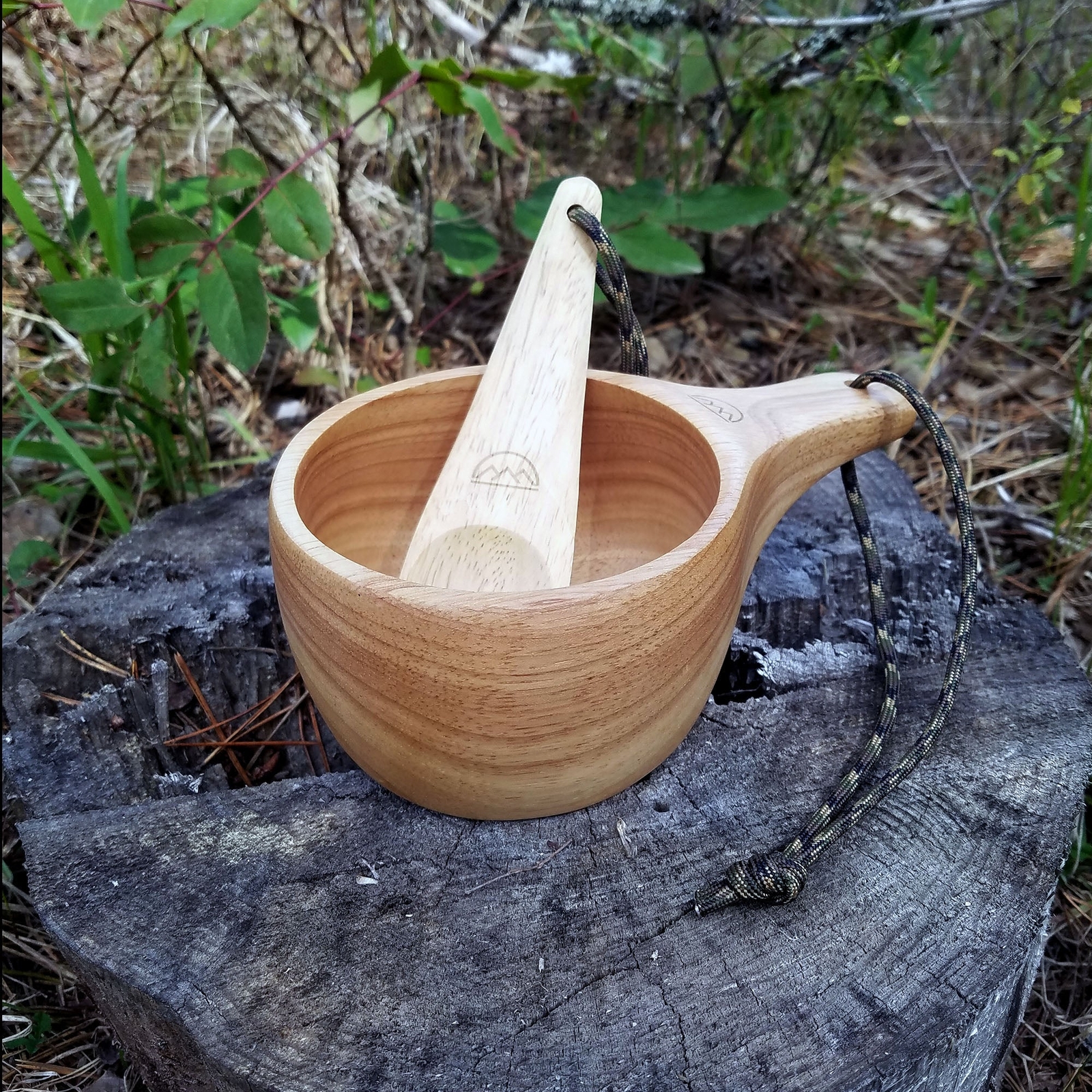 "Kyrre" Carved Nordic Kuksa - Solid Wood Camp Mug & Spoon Set