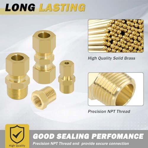 53 Pcs Brass Compression Fittings Assortment Kit, 1/8" 53Pcs Compression Kit