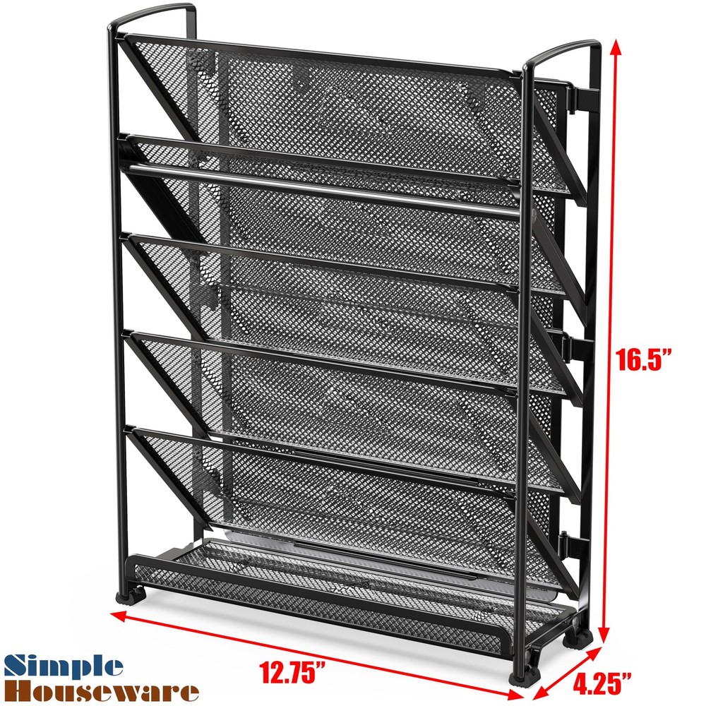 6-Tier Wall Mount Document Letter Tray Organizer, Black