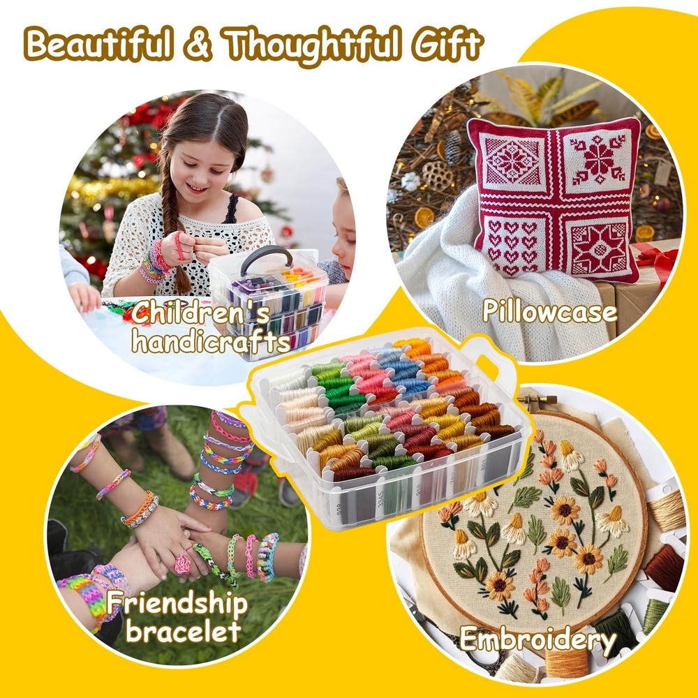 187Pcs Embroidery Floss Polyester Cross-Stitch Thread Kit with Tailoring Tool...