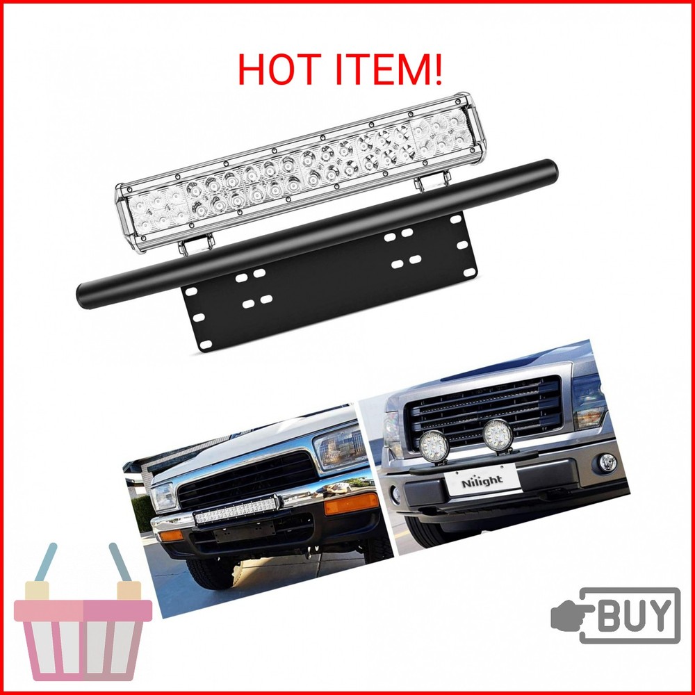 Nilight - 90021B Light Bar Mounting Bracket Front License Plate Frame Bracket Ho