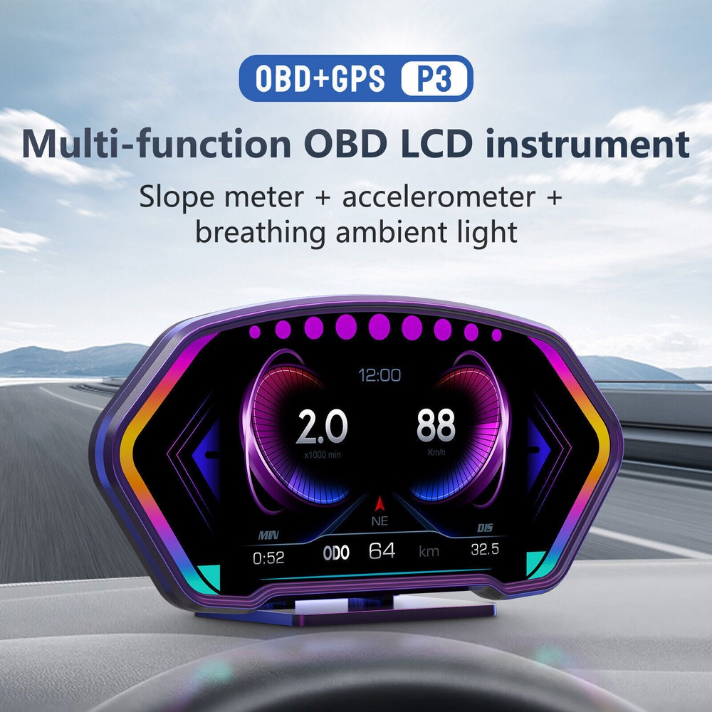 P3 OBD GPS HUD Car Head up Display Digital Tachometer Speedometer Odometer Clock