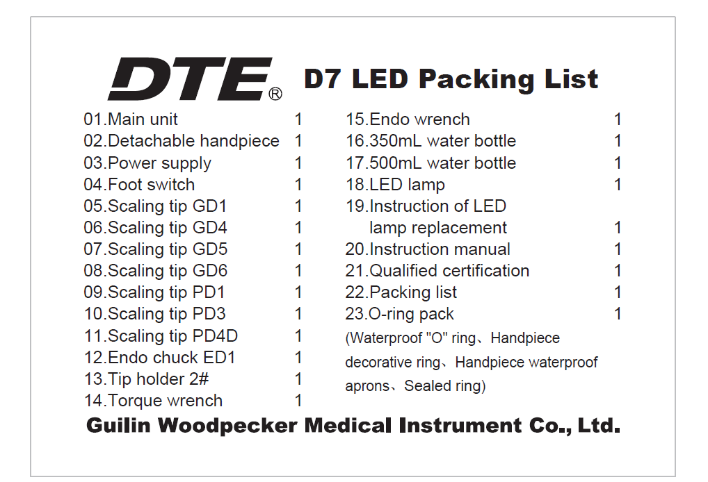 Woodpecker DTE D7 LED Dental Ultrasonic Piezo Scaler HD-7L Fit SATELEC Handpiece