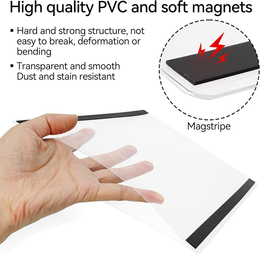 10 Pcs 8.5'' X 11'' Rigid Magnetic Sign Holders - Clear Plastic Document Frames