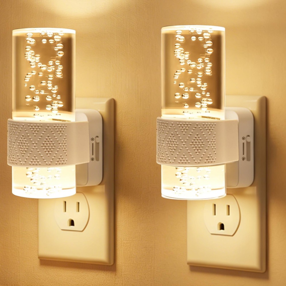 Night Lights Plug into Wall, 2 Pack Plug in Night Light with 0-100 LM Adjusta...