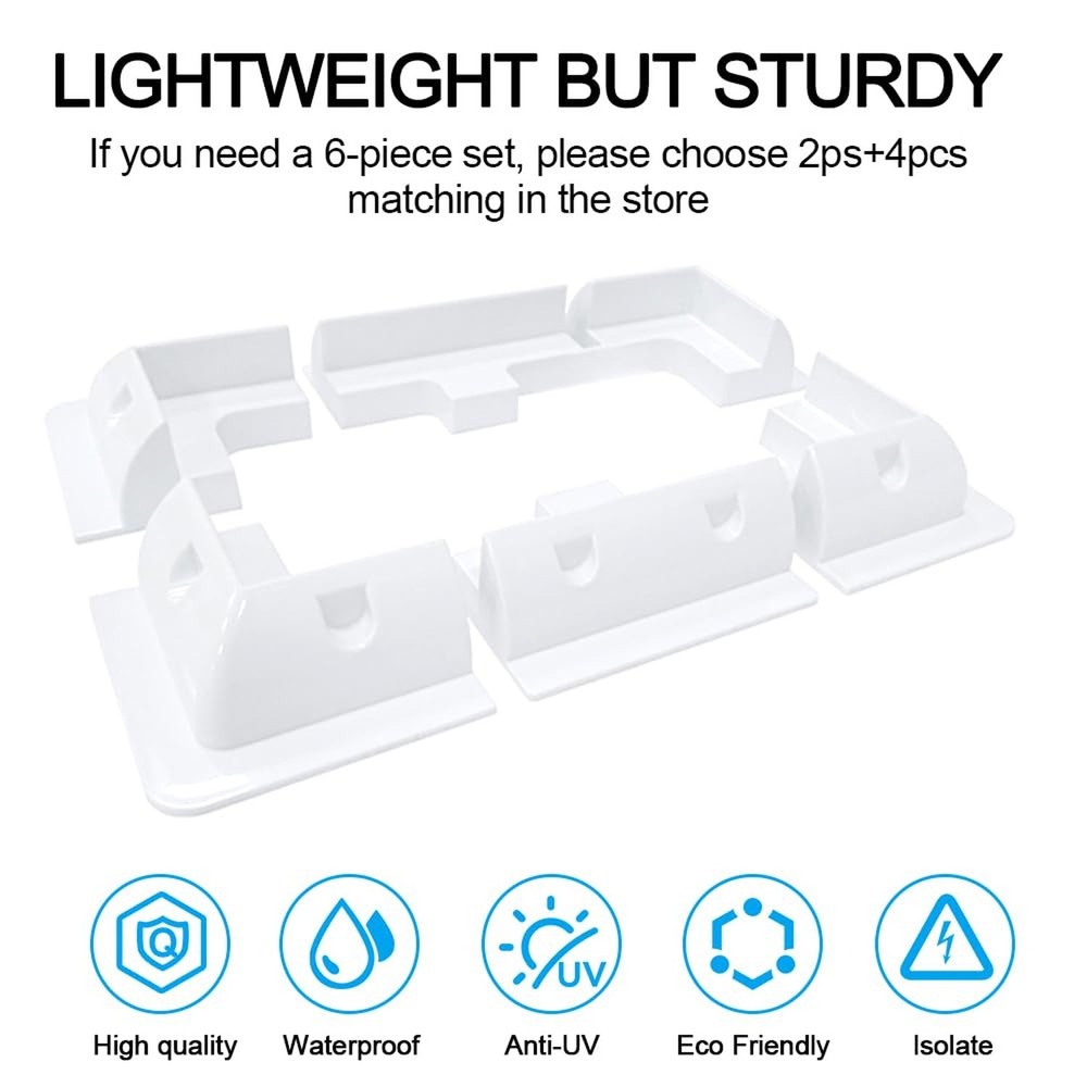 2-Pack White PC No-Drill Solar Panel Corner Mounting Brackets, RV Boat Van Ro...