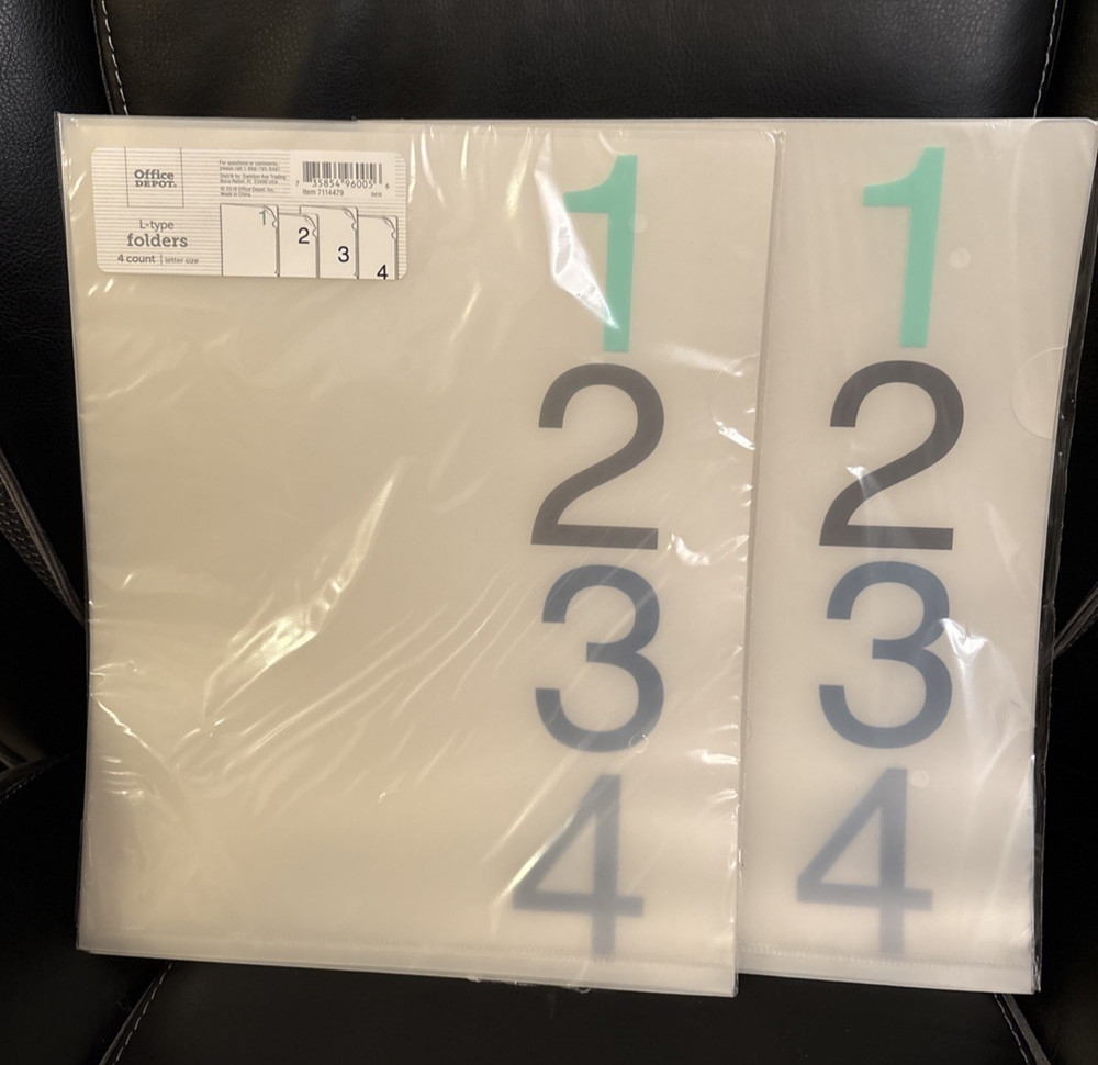 Office Depot L-Type Folders Clear, 4 count