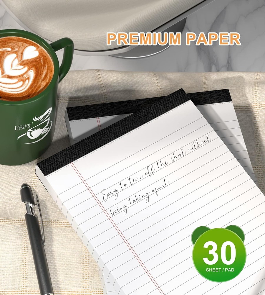 Note Pads 5x8 Small Legal White Notepad, 6 Pack, Narrow In,