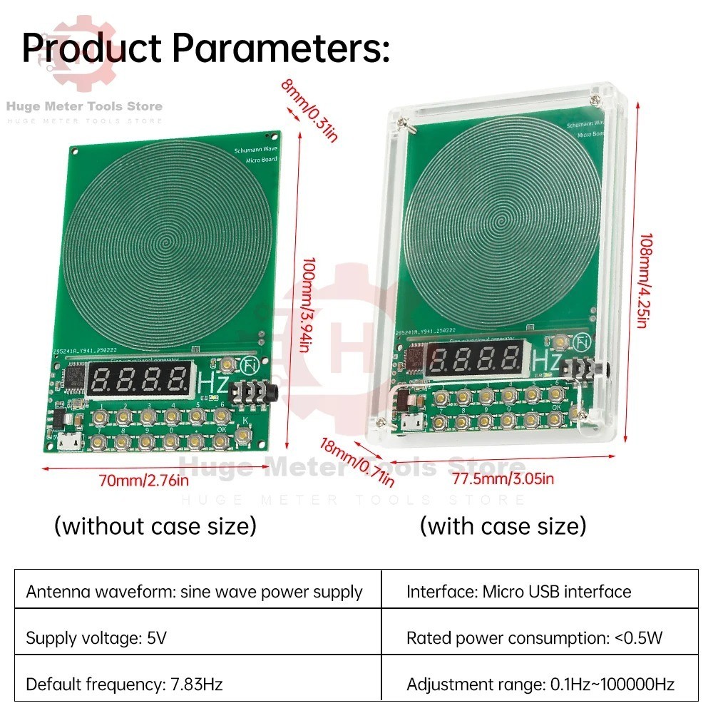 For Schumann Wave Generator Pulse Sine Frequency+Audio Output Connector+Case