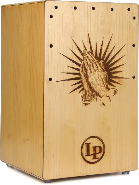 Latin Percussion Praise Cajon - Natural, Praying Hands