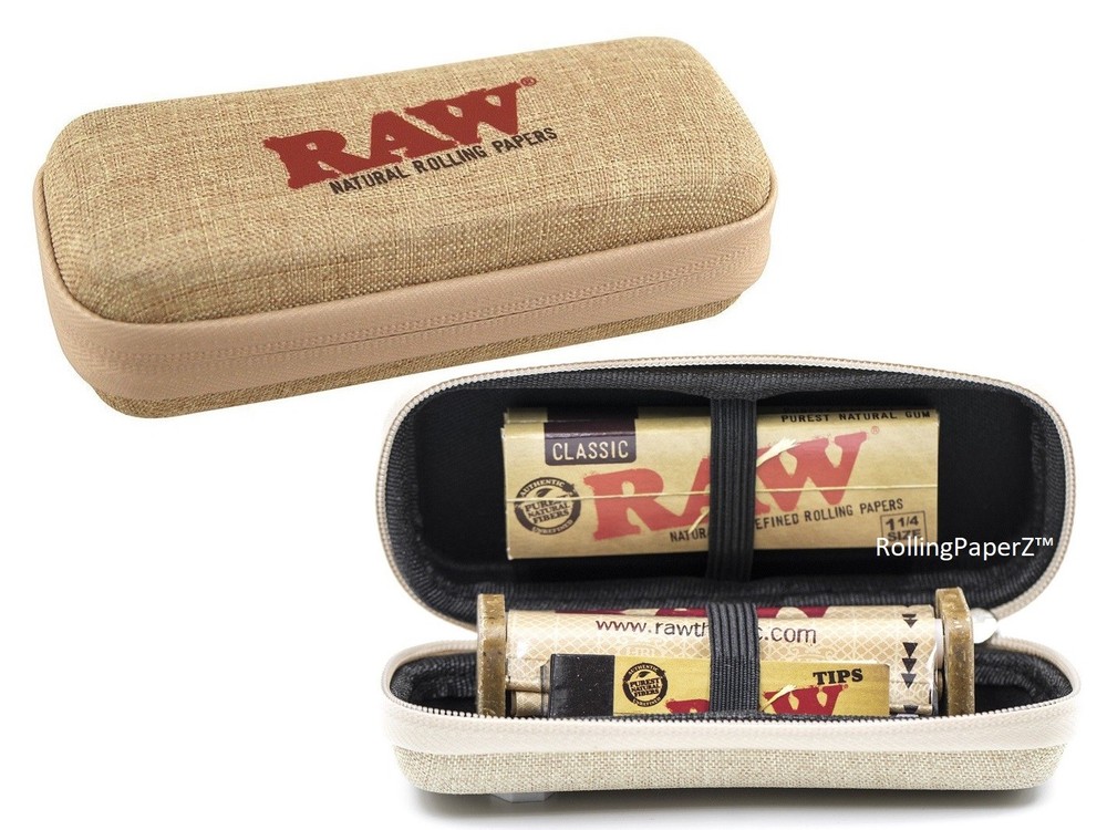 New RAW CONE WALLET ZIPPER CASE + 1 1/4 Classic Papers + Rolling Machine + Tips