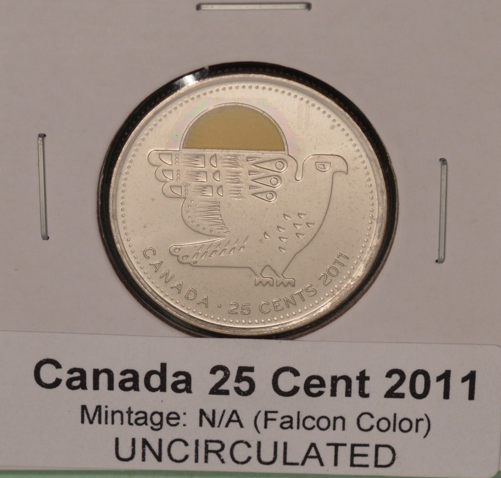 2011 - Falcon - COLORED -  25cent - Uncirculated from original mint roll