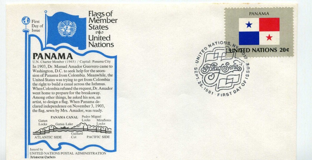 United Nations #364 Flag Series 1981, Panama, Aristocrat Cachets,  FDC