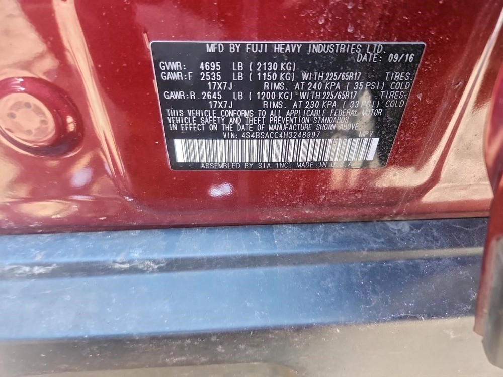 LEGACY 2017 Transmission Shift 2089643