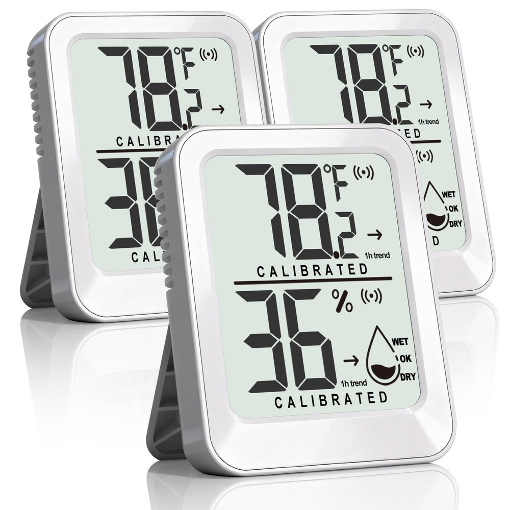 3 Pack Room Thermometer Indoor Mini Temperature Humidity Meter 3 - White
