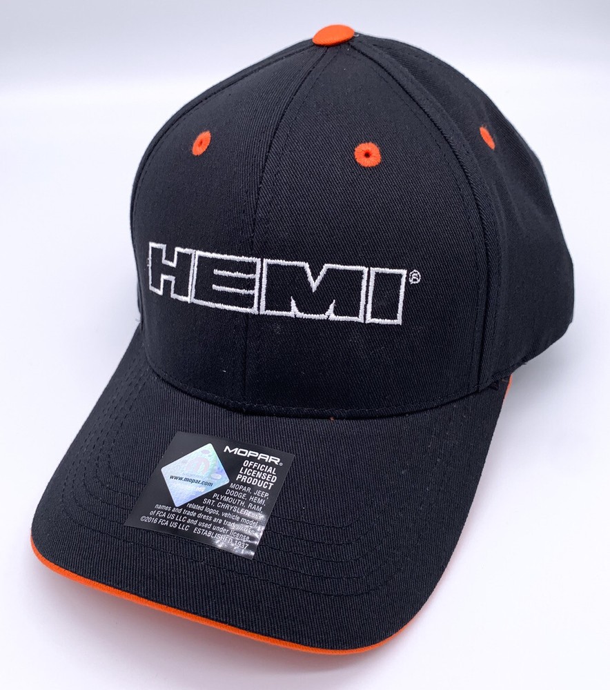Hat / Cap - Black w/ Embroidered HEMI Script Emblem Logo - Licensed