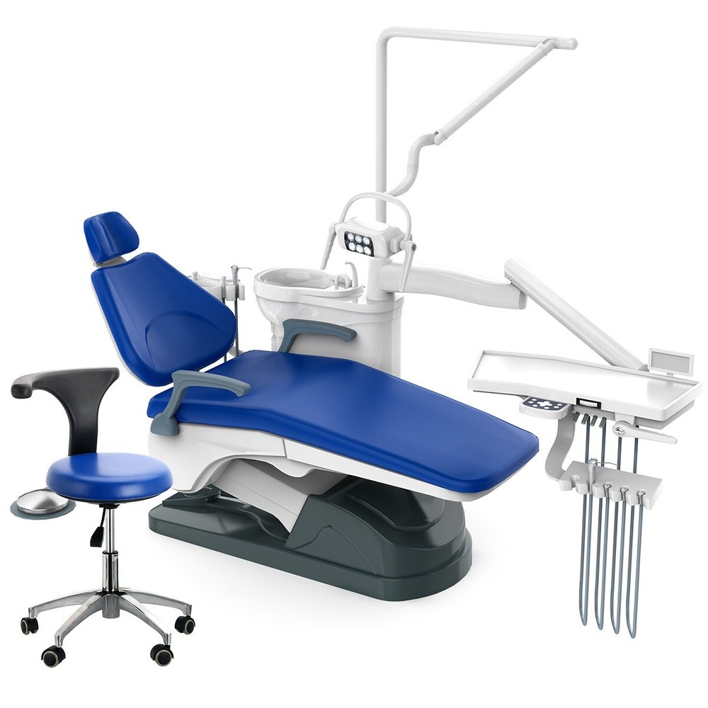 FDA Dental Unit Chair Computer Controlled DC Motor PU Leather With Stool Kit