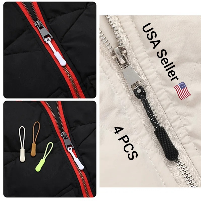 4PC Zipper Pull Puller End Fit Rope Tag Replacement Clip Broken Buckle Fixer Zip