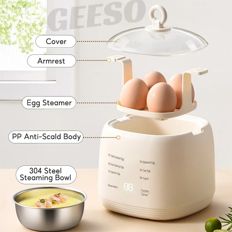 GEESO Electric Egg Boiler Egg Cooker 200W 4 Egg Boiler Capacity Automatic Quick