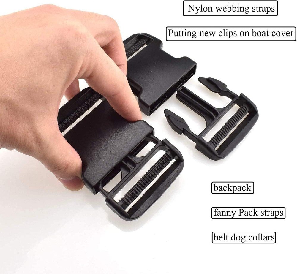 Side Release Buckle for 2'' Belt, 2 Pcs Heavy Duty Plastic Buckles Replacement D