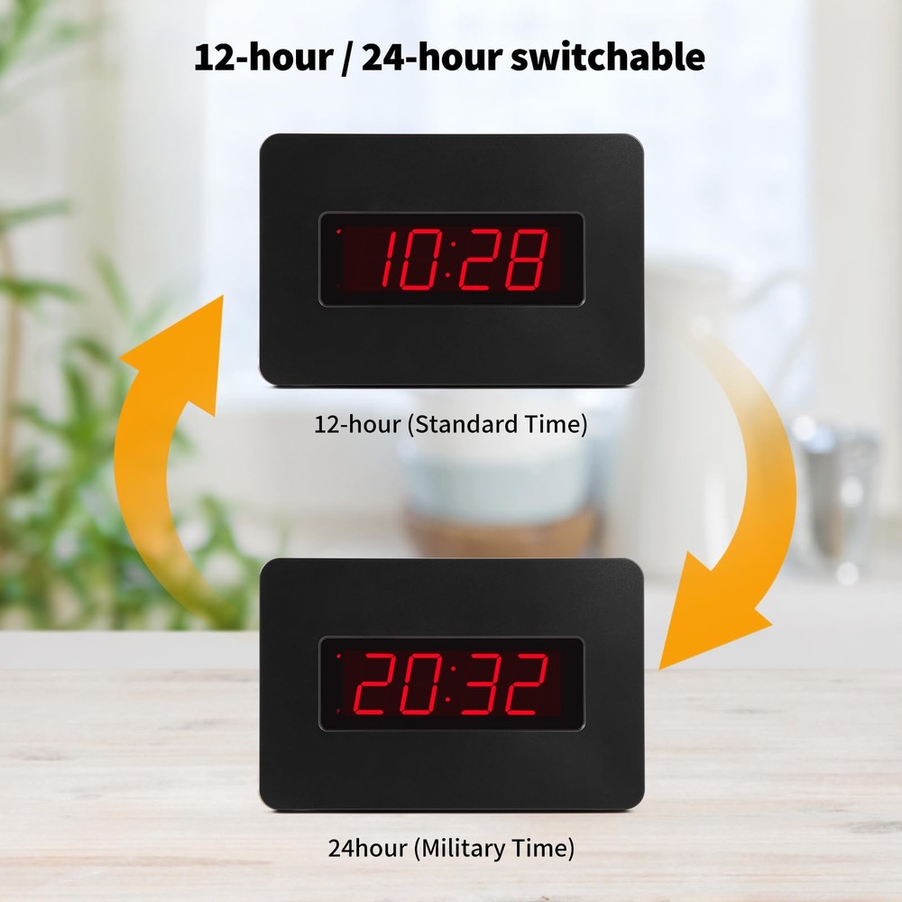 Timegyro Digital Wall Clock Battery Operated with LED Display, Wall Clock wit...