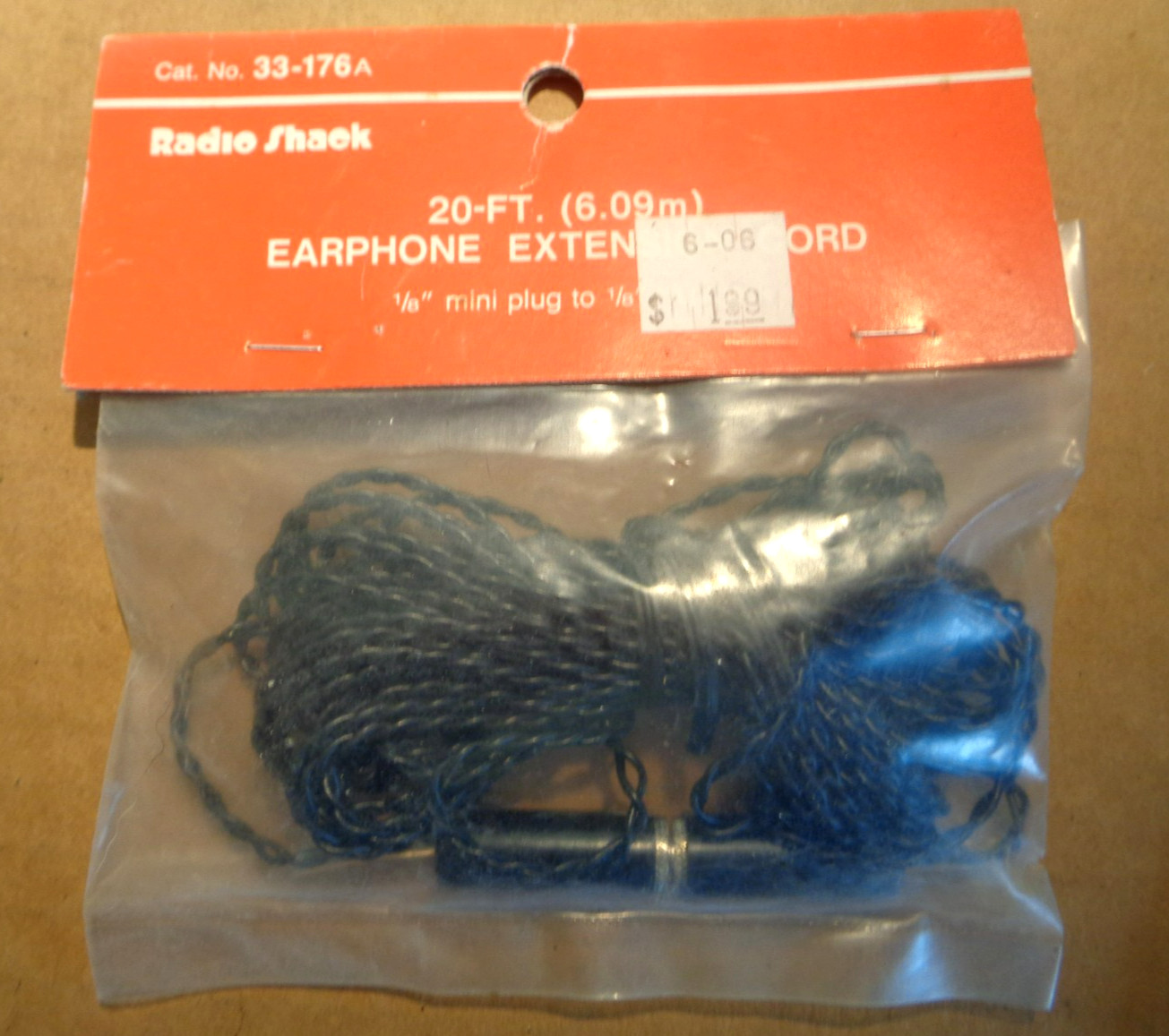 New Radio Shack 33-176A 20' Earphone / Headphone Extension Cord 1/8" M to 1/8" F