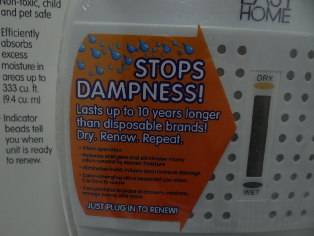 Easy Home Renewable Mini Dehumidifier, White