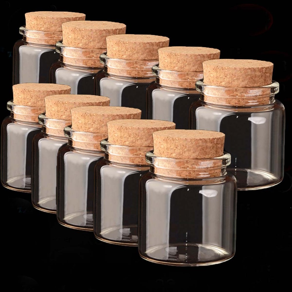 47mm Wedding ClearGlass Bottles With Cork Lab Storage Jars Tool Multi-Size