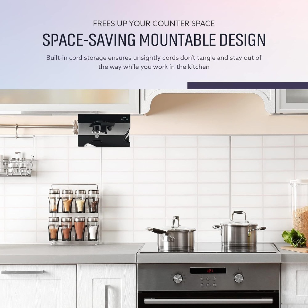 Automatic Under-Counter Can Opener with Blade Sharpener – Space-Saving Design