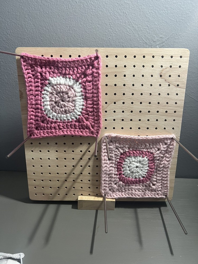 Crochet Blocking Board- Granny Square Kit: Needles,stitch markers, Scissors.
