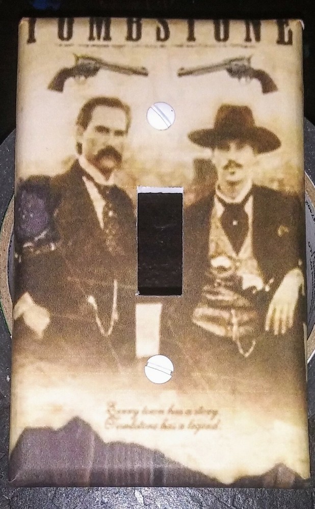 Custom Handmade Tombstone - Wyatt & Doc - Single Toggle Light Switch Cover